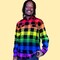 Tie Dye Rainbow Flannel - Purple Pride Flag Buffalo Plaid Shirt product 4